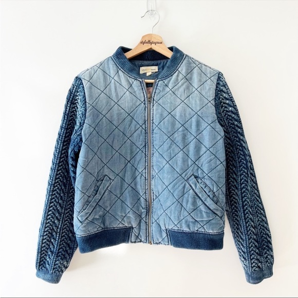 RELISTED Anthropology Cloth & Stone Bomber Jacket Quilted Chambray Braided - Picture 13 of 15